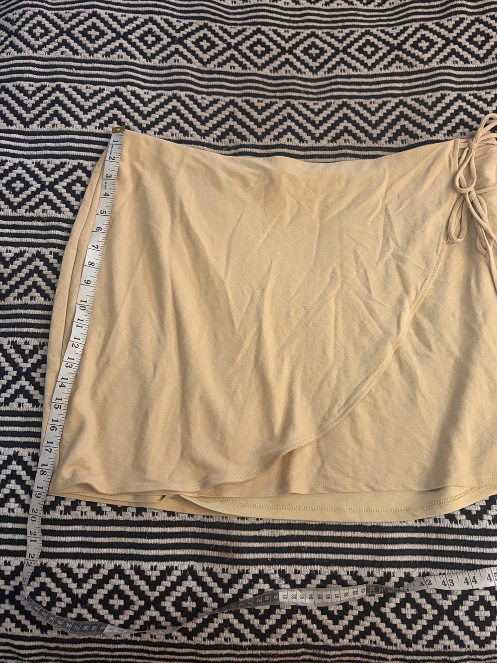 And now this Beige Tie-Detail faux Wrap Mini Skirt - Picture 3 of 5